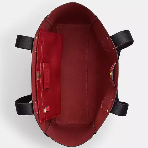 Coach Outlet Large Derby Tote large bag in Raspberry Gold/Oxbld Metallic Cherry - Picture 3 of 6